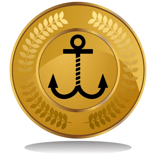 Золотая монета - Якорь — стоковый вектор