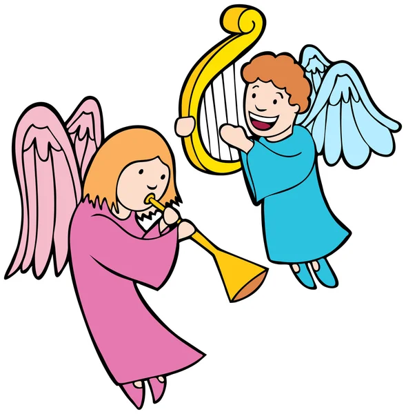 Angels Playing Instruments — Stock Vector