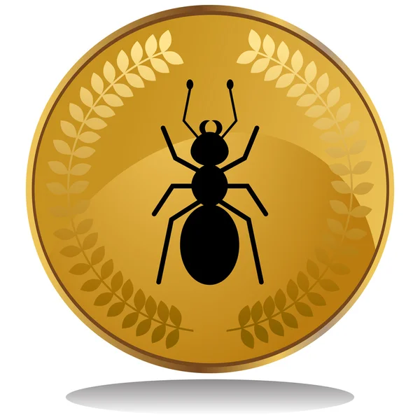 Χρυσό νόμισμα - μυρμήγκι — Διανυσματικό Αρχείο