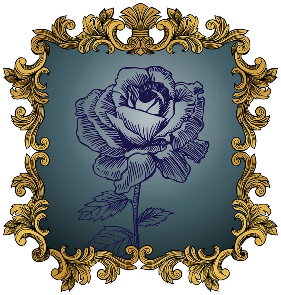 Royal king rose ile çerçeve — Stok Vektör