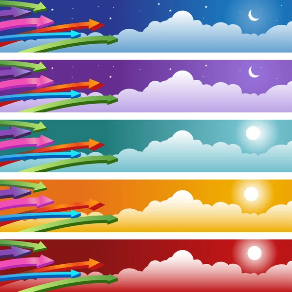 Flèche avec nuages Arrière-plan Set — Image vectorielle