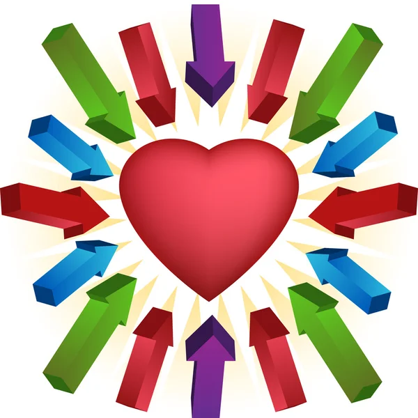 Coeur avec flèches — Image vectorielle