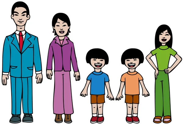 Famille asiatique moderne — Image vectorielle