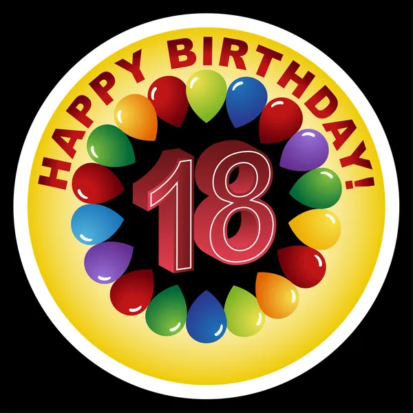 Ícone feliz aniversário - 18 feliz — Vetor de Stock