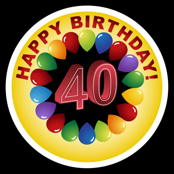 Happy Birthday Icon - Happy 40th — Stok Vektör