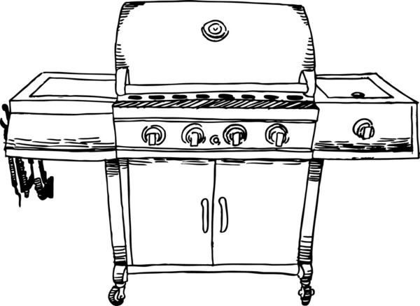 Roestvrij staal (Bbq) barbecue Grill - B&W — Stockvector