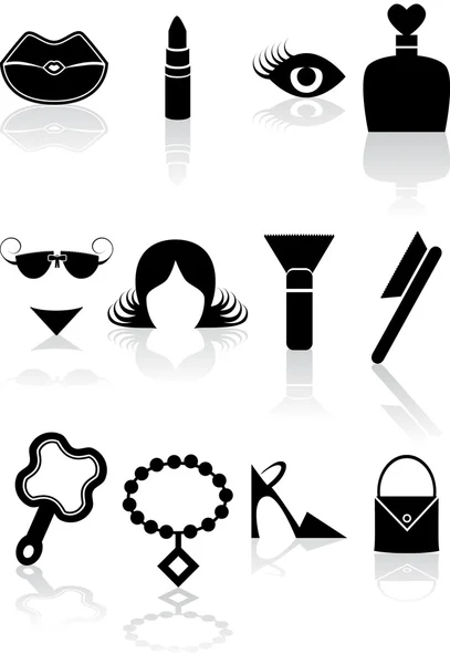 Set de iconos de belleza: Black Series — Vector de stock