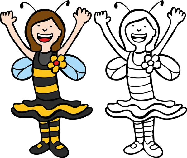 蜂の衣装の女の子 — ストックベクタ