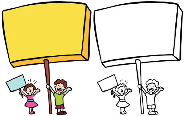 Dzieci trzymając znaki — Wektor stockowy