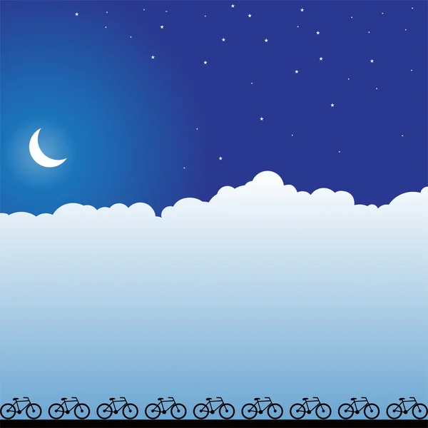 Night Scene - Bicycles — Stock Vector