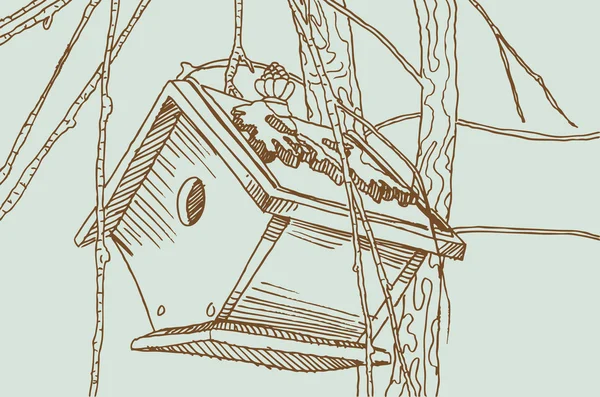 Эскиз клетки для птиц - на открытом воздухе — стоковый вектор