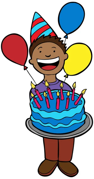 Verjaardag kind met cake — Stockvector