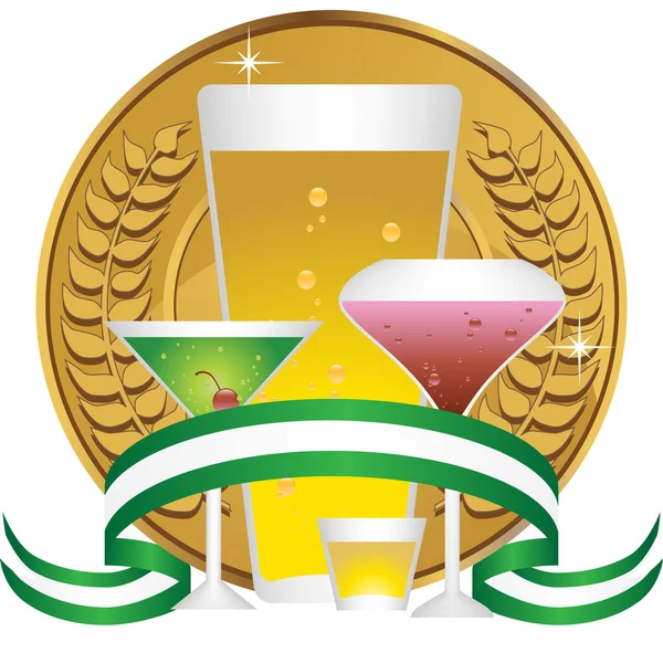 Bebidas alcohólicas: Set de coronas de monedas — Vector de stock