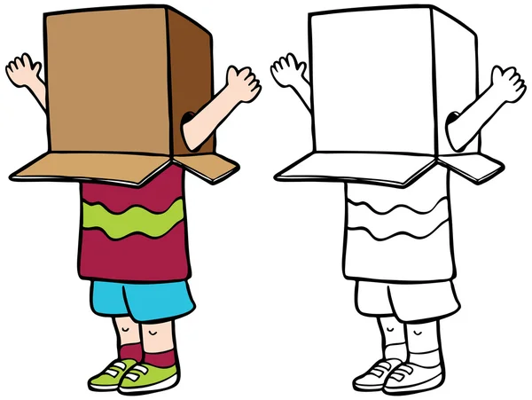 Barn med låda över huvud — Stock vektor