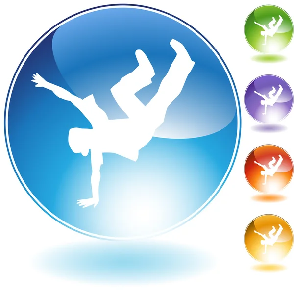 Breakdancer patada icono de cristal — Archivo Imágenes Vectoriales