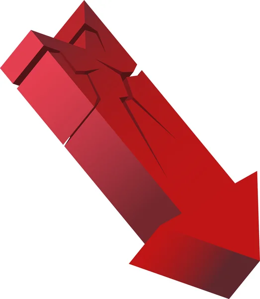 Röd brakande pil — Stock vektor