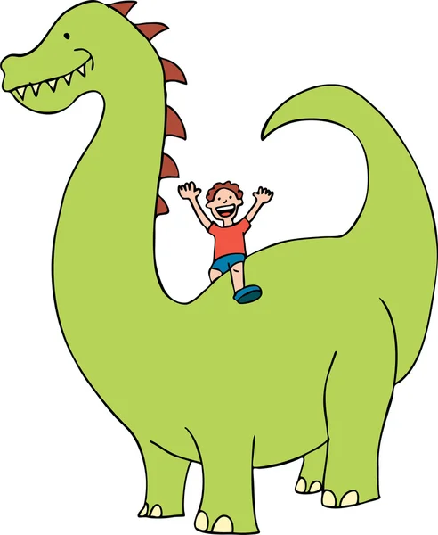 Kind rijdt een dinosaurus — Stockvector