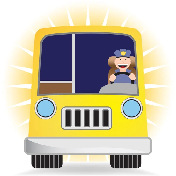 Chauffeur avec bus — Image vectorielle