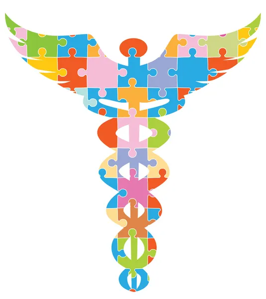 Кадуцей медичних символ - головоломки — стоковий вектор