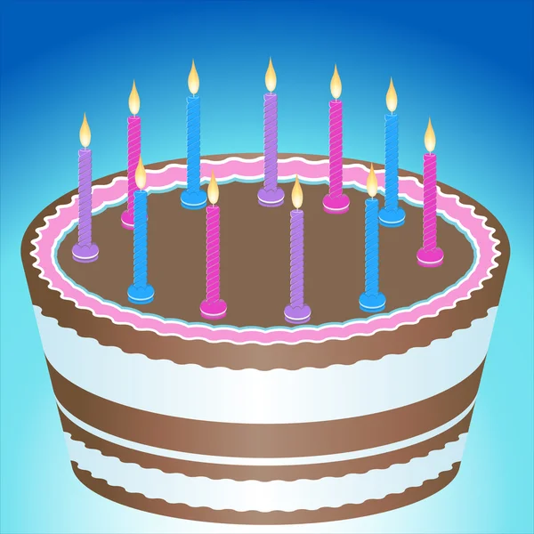 Gâteau d'anniversaire et bougies — Image vectorielle