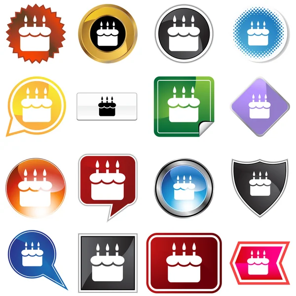 Doğum günü pastası çeşitli simge seti — Stok Vektör