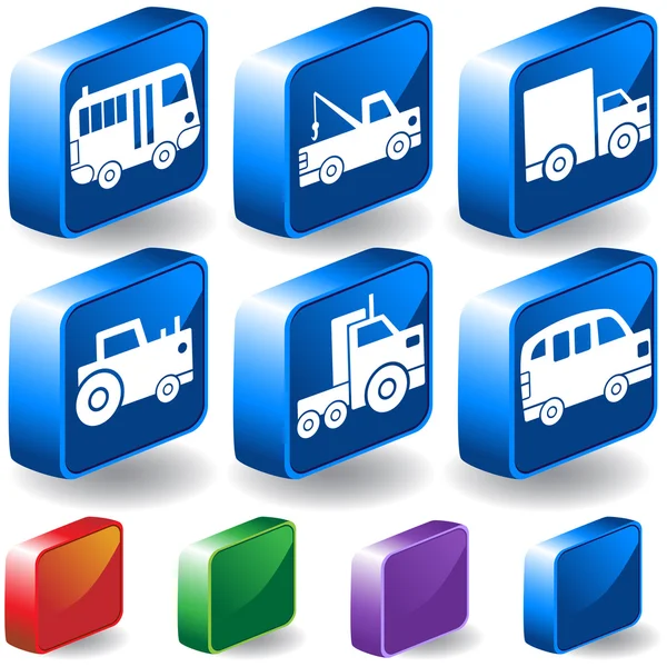 Trucks 3D Button Set — Stock Vector