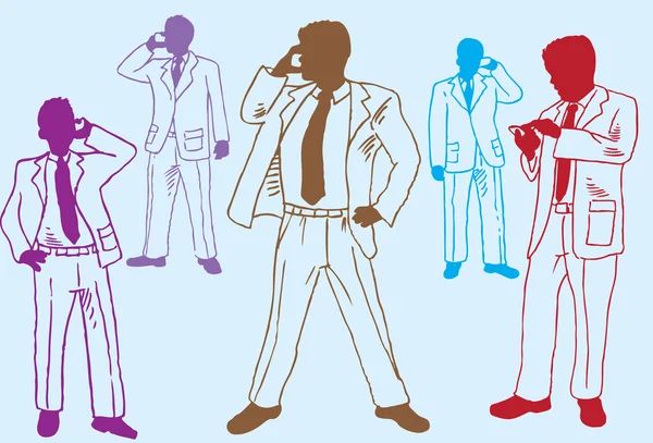 Hommes d'affaires avec téléphones — Image vectorielle