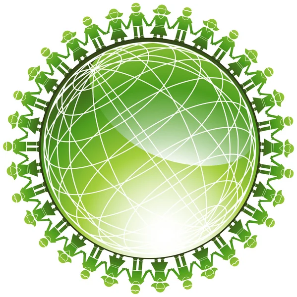 Icono globo verde — Vector de stock