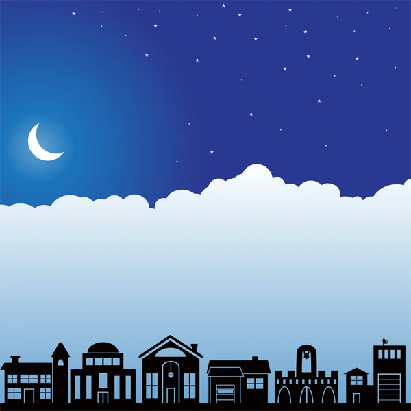 Sceny nocne niebo - domy — Wektor stockowy