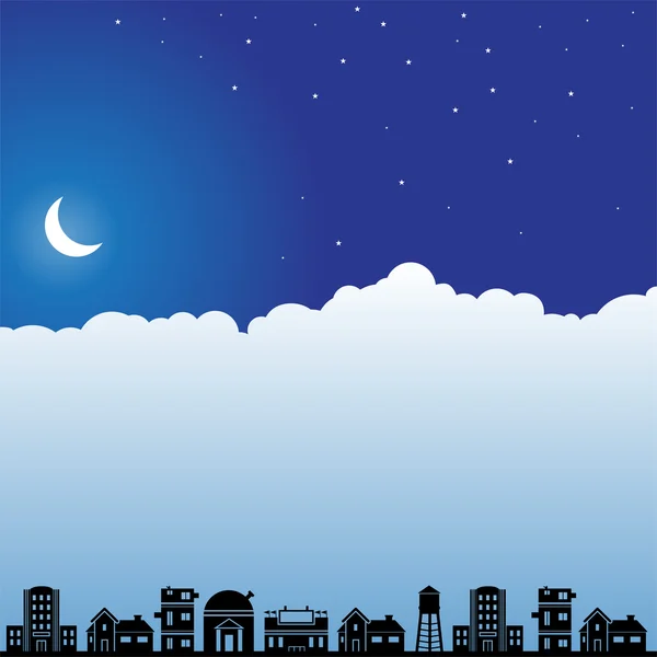 stock vector Night Sky Scene - Homes