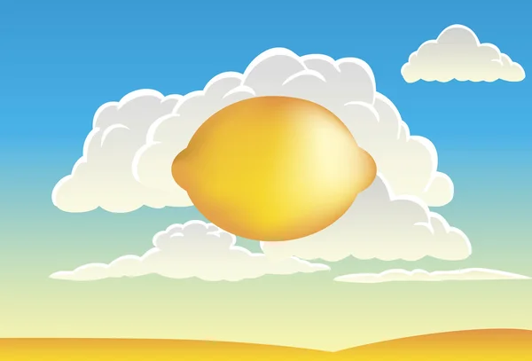 Clouds and Lemon — Stock Vector