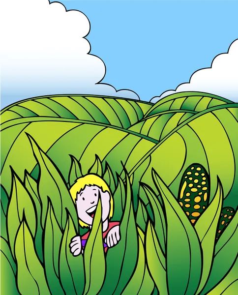 Дитина пригод: Кукурудзяні поля ферми — стоковий вектор