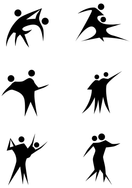 Ensemble de figures de bâton de danse couple — Image vectorielle