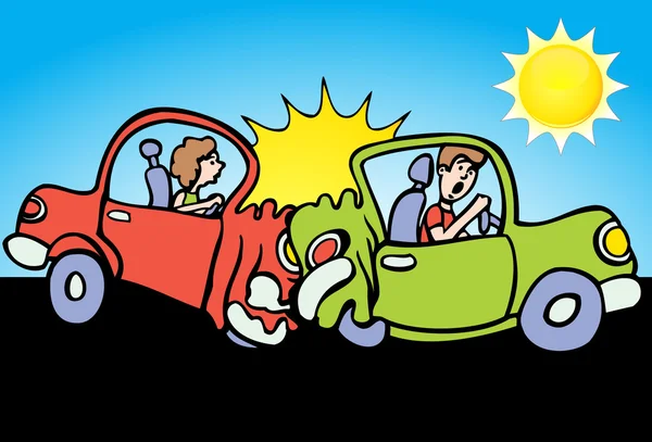 Choque de coche - Día soleado — Archivo Imágenes Vectoriales