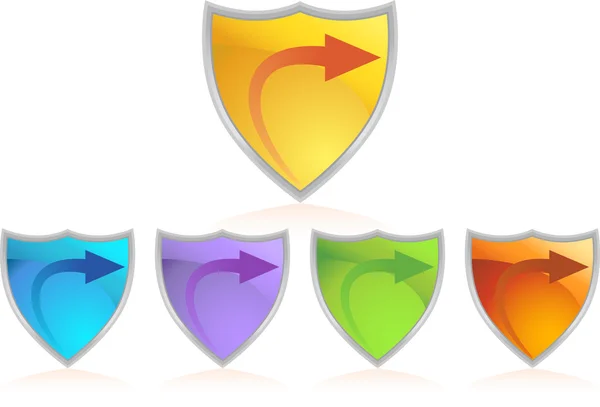 Arrow Color Chrome Shield Set — Stock Vector