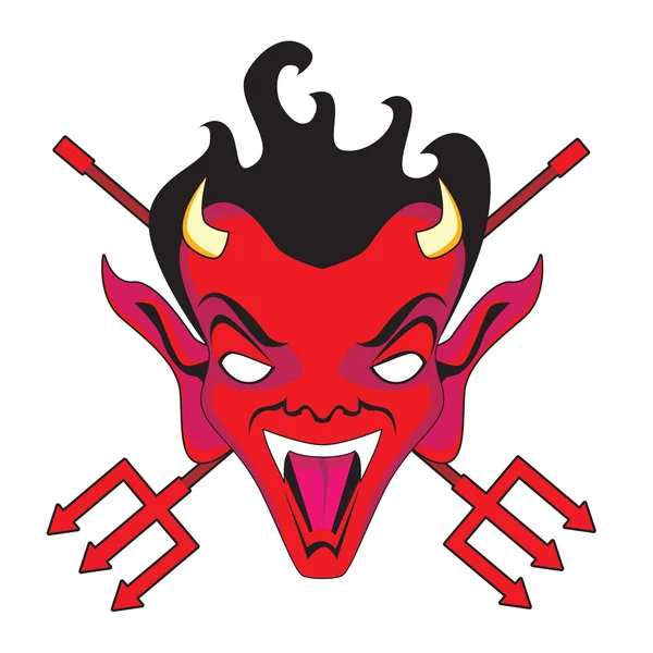 Διάβολος πρόσωπο και δίκρανα — Διανυσματικό Αρχείο
