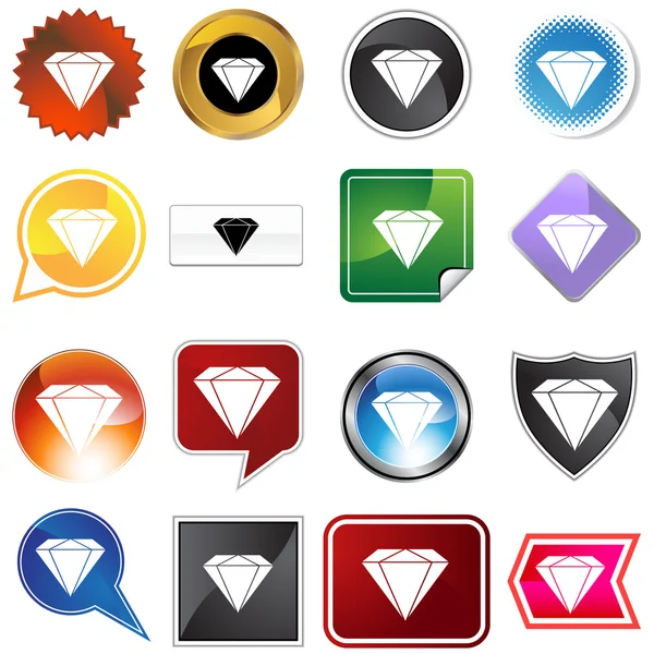 Diamant bijuterie varietate icon set — Vector de stoc