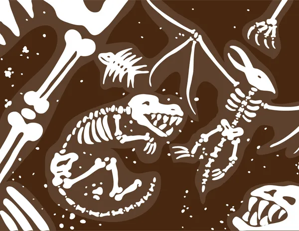 Dinozor fosilleri ve kemikler — Stok Vektör