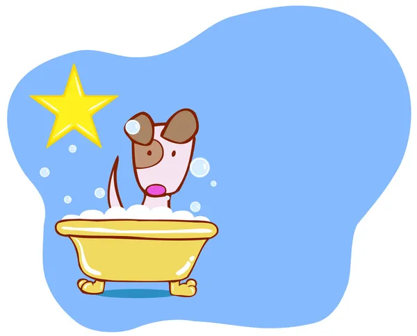 犬のお風呂のスター - 子犬 — ストックベクタ