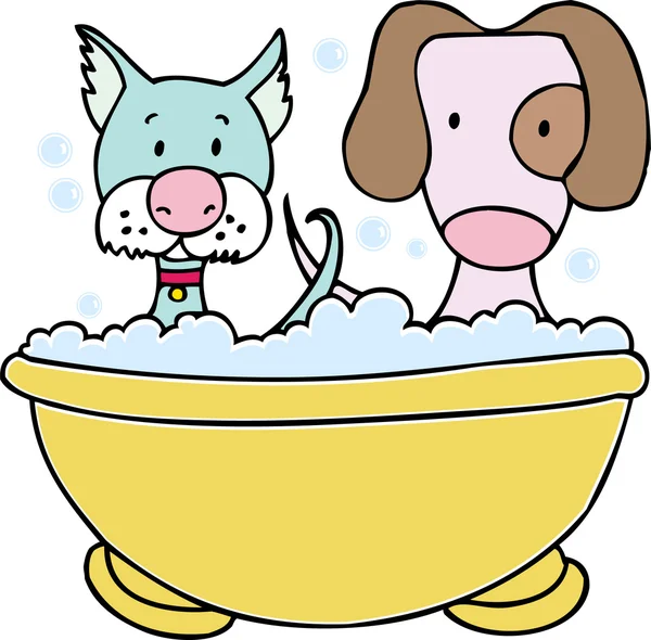 Kąpiel psa i kota — Wektor stockowy