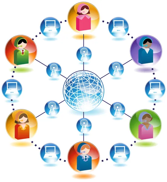 Globální obchodní komunikační síť — Stockový vektor
