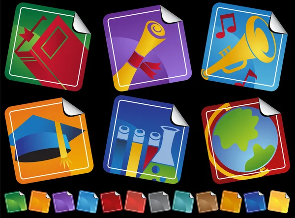 Education Sticker Icons — Stock Vector