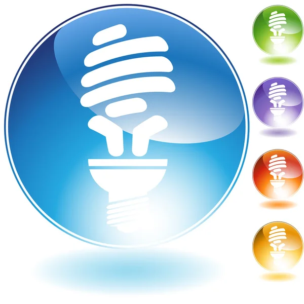 Ícone de cristal de lâmpada de poupança de energia — Vetor de Stock
