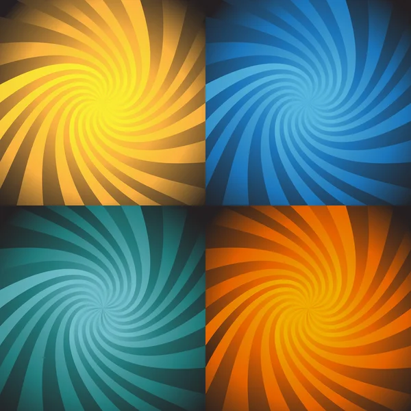 Conjunto de 4 explosiones espirales de energía — Archivo Imágenes Vectoriales