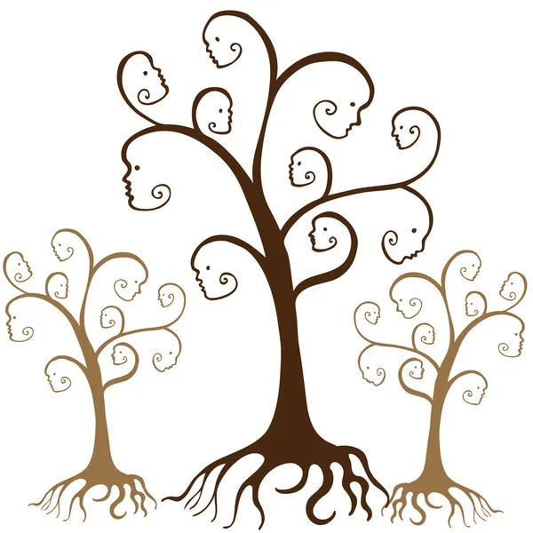 Caras de árbol genealógico — Vector de stock