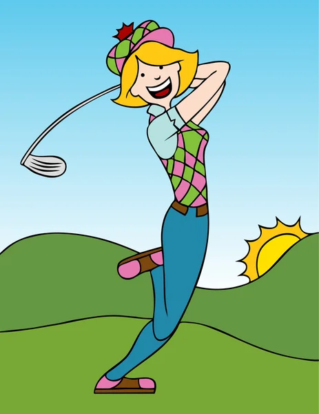 Female Golf Player — Stock Vector