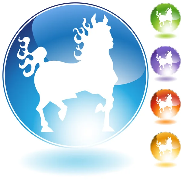 Icona di cristallo del cavallo di fuoco — Vettoriale Stock