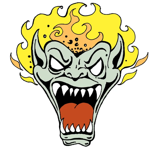 Monster Face with Flame — Stock Vector