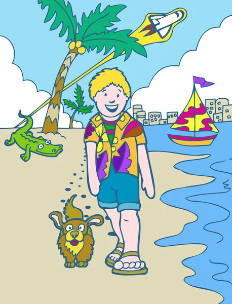孩子的冒险: 前往佛罗里达州度假 — 图库矢量图片