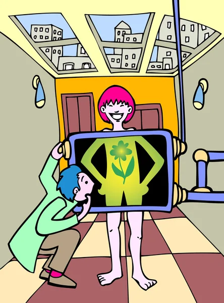 Green energy girl — Stock Vector